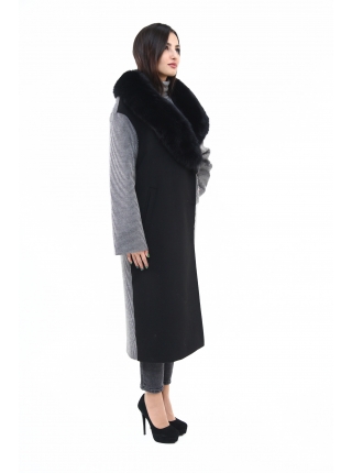 Пальто 115 см кашемировое (черно-серый) (15486-25.12)